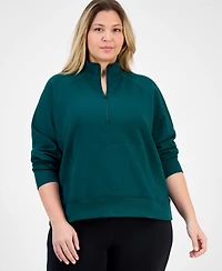 Id Ideology Plus Quarter-Zip Raglan-Sleeve Top, Macy's Exclusive