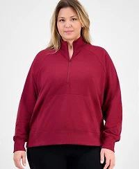 Id Ideology Plus Size Quarter-Zip Raglan-Sleeve Top, Macy's Exclusive