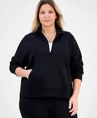 Id Ideology Plus Quarter-Zip Raglan-Sleeve Top, Macy's Exclusive