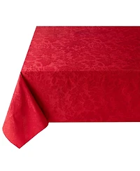 Benson Mills Red Poinsettia Foliage 60" x 120" Raised Jacquard Tablecloth