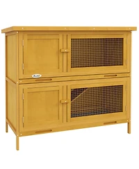 PawHut Wooden Bunny Hutch with Ramp, Indoor/Outdoor,