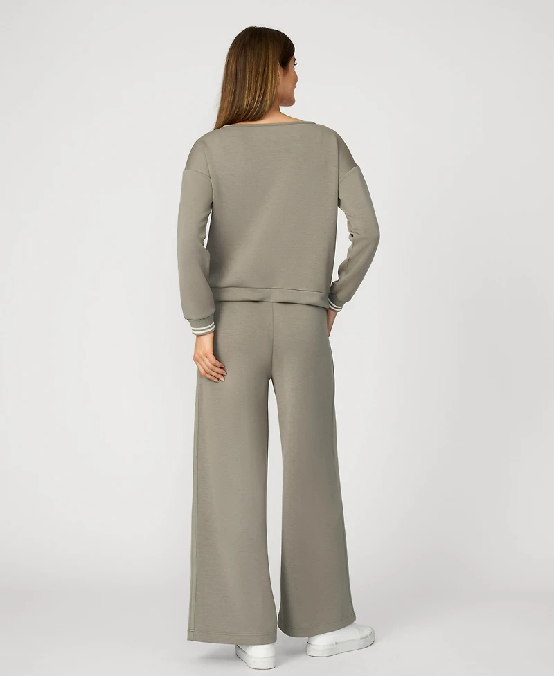 Cable & Gauge Boat Neck Top Wide Leg Pant Lounge Set