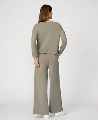 Cable & Gauge Boat Neck Top Wide Leg Pant Lounge Set