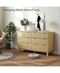 Homcom 6 Drawer Dresser for Bedroom, Fluted Chest of Drawers
