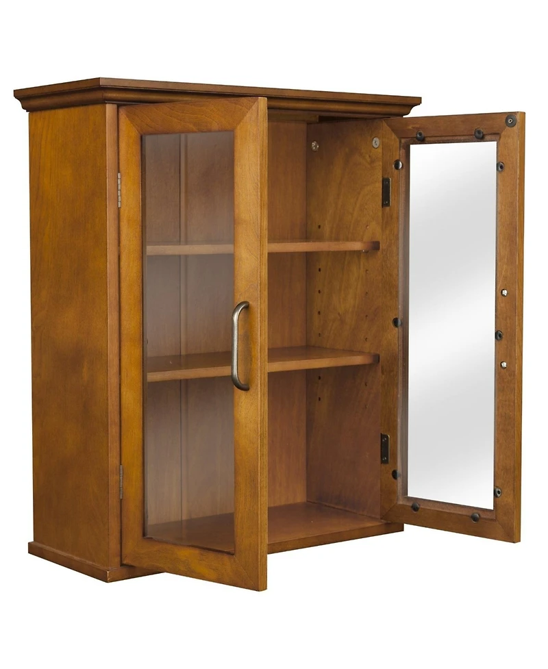 Slickblue Bathroom Wall Cabinet with Glass 2 Doors and Interior Shelves for Storage
