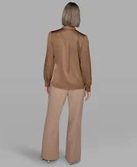 Karl Lagerfeld Paris Women's Tie Neck Top