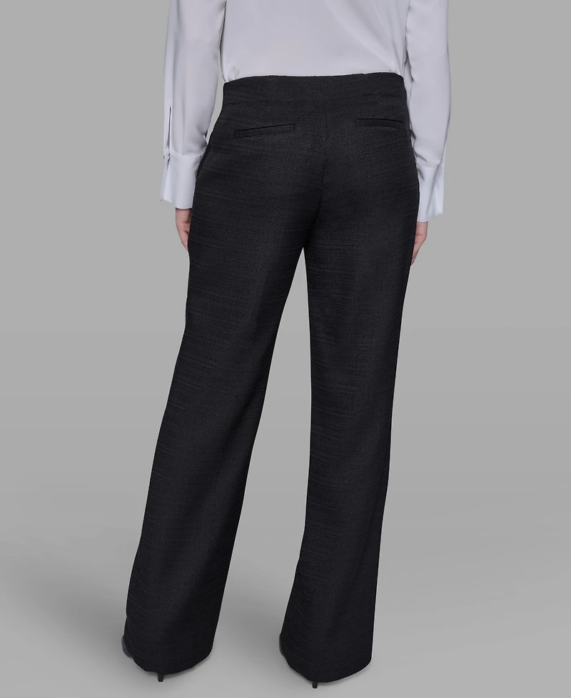 Karl Lagerfeld Paris Women's Mid-Rise Flared Pants