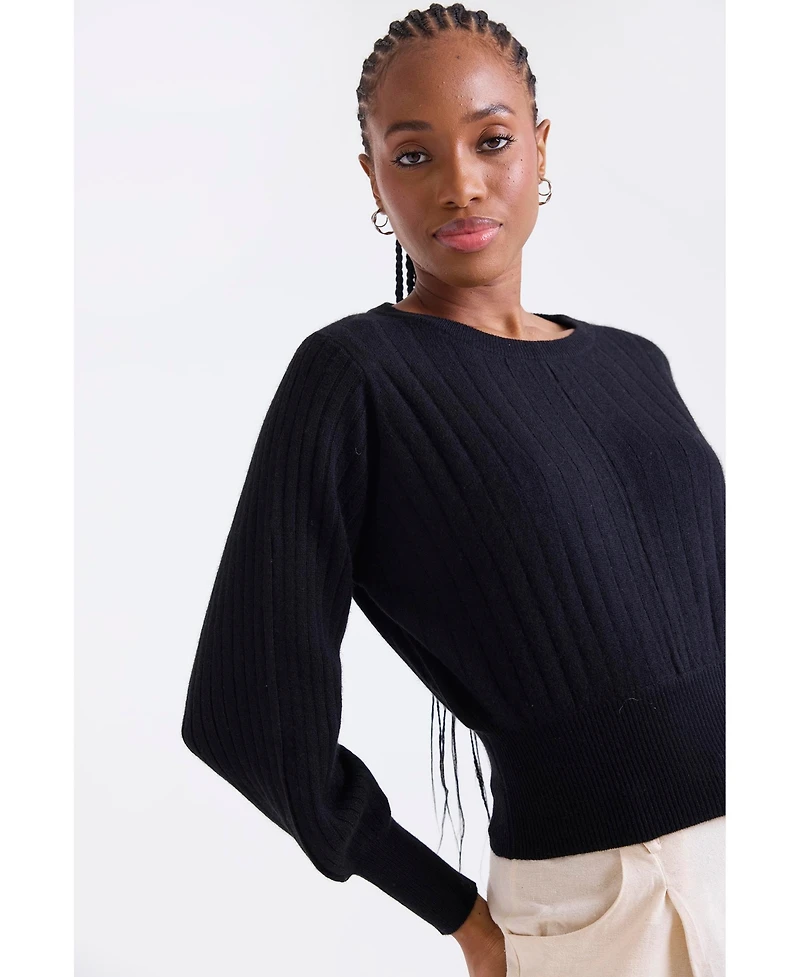 1982 Women's Rosa Ribbed Long Sleeve Cashmere Sweater