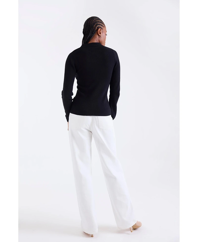 1982 Women's Amaya Cashmere Button Detail Polo Top