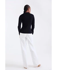 1982 Women's Amaya Cashmere Button Detail Polo Top