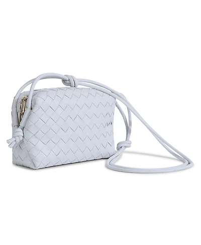 Women's White Woven Leather Crossbody Bag