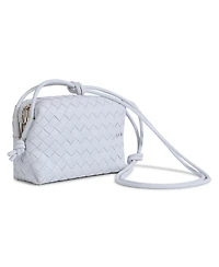 Women's White Woven Leather Crossbody Bag
