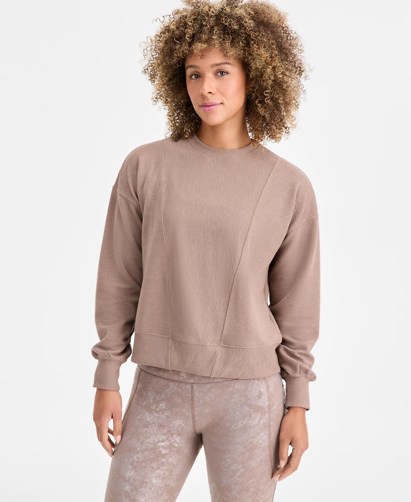 Id Ideology Women's Ribbed Knit Crewneck Sweatshirt, Macy's Exclusive