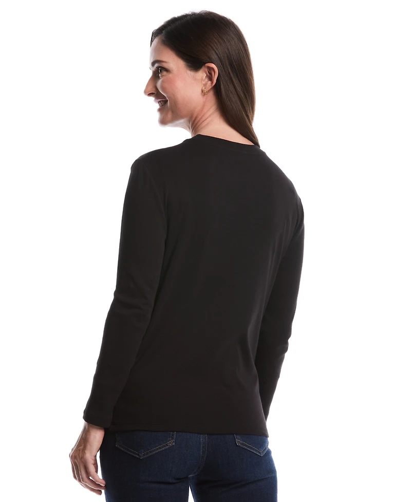 Rafaella Petite Laced Long Sleeve Top
