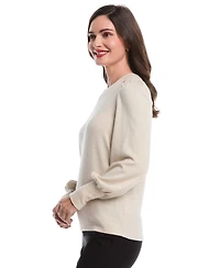 Rafaella Petite Metallic Puff Long Sleeve Top