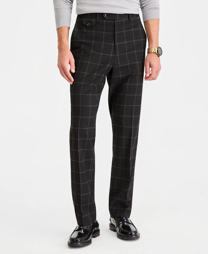 Tayion Collection Men's Classic-Fit Windowpane Suit Separates Pants