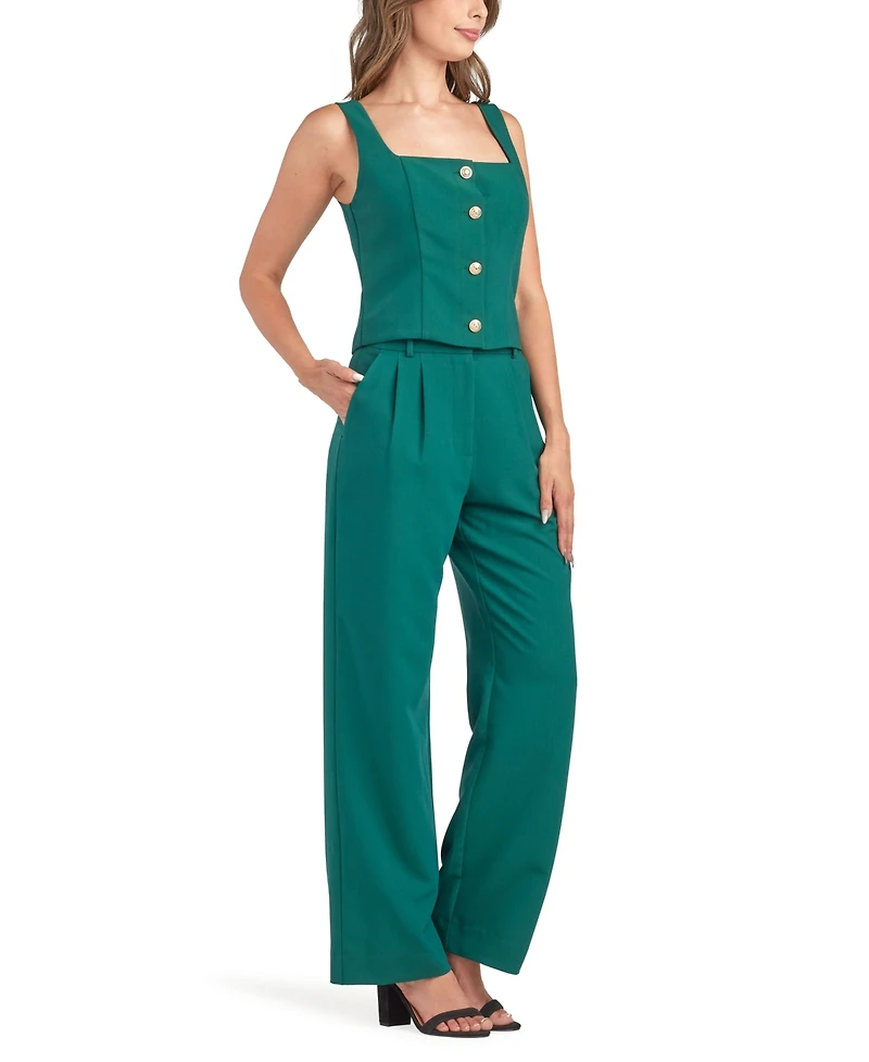 Bcx Women's Twill Pleated Wide Leg Pants