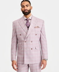Tayion Collection Men's Classic-Fit Double-Breasted Dusty Rose Suit Separates Jacket