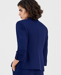Ak Anne Klein Petite Notched-Collar One-Button Jacket