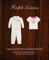 Polo Ralph Lauren Baby Girls Fleece Jacket, Pants & Cotton Tee Set