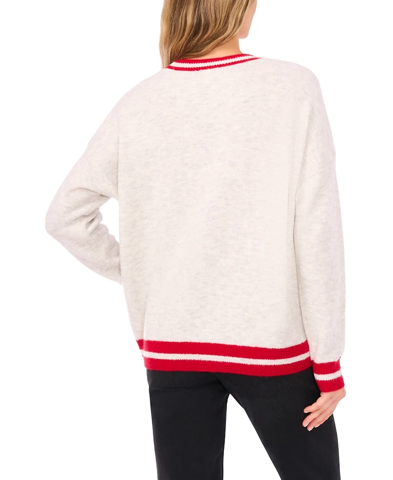 CeCe Women's Sleigh Long Sleeve Sweater