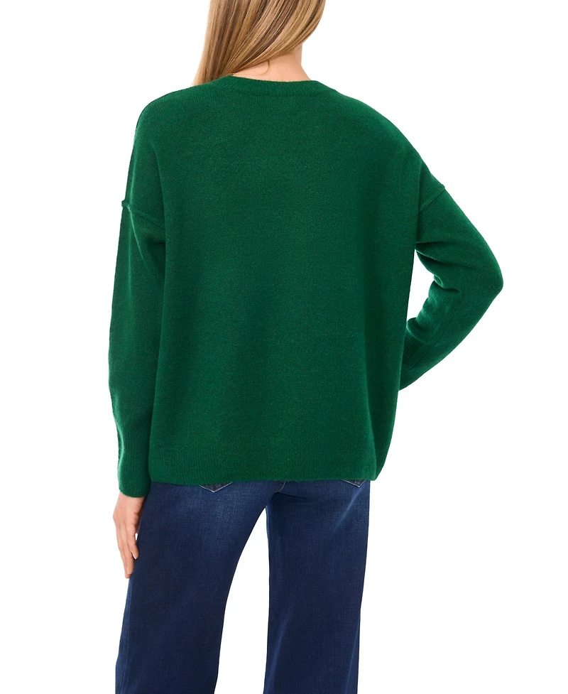 CeCe Women's Merry Little Christmas Long Sleeve Sweater
