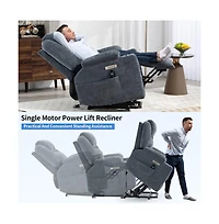 Lift Recliner Chair with Massage, Heat & Usb Charging, Chenille Upholstery, Cup Holders, 350 Lbs Support-Maison Boucle