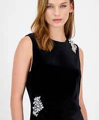 Anne Klein Women's Velvet Rhinestone-Embellished Dress