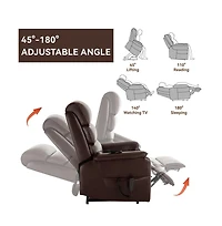 Maison Boucle Dark Brown Faux Leather Power Lift Chair with Heat, Massage & Dual Motor, Heavy Duty Recliner for Elderly with Remote-Maison Boucle