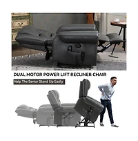 Faux Leather Power Lift Recliner with Massage & Heat, Usb Ports, Dual Motor Infinite Position Electric Chair-Maison Boucle