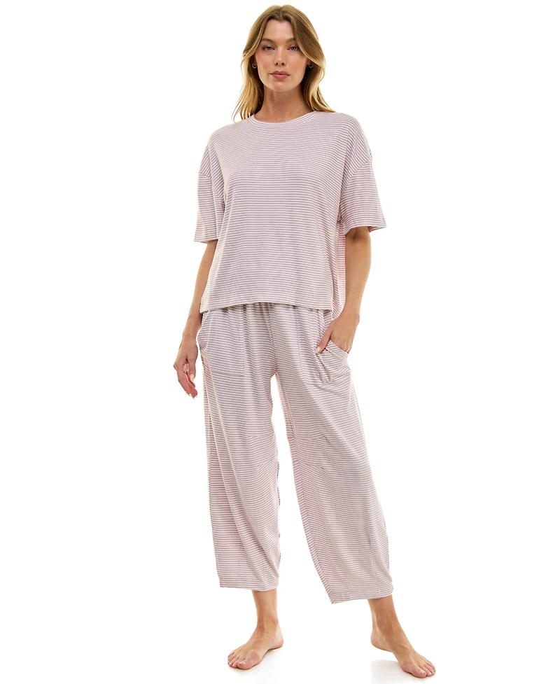 Roudelain Women's Boxy T-Shirt and Barrel Leg Pants Set