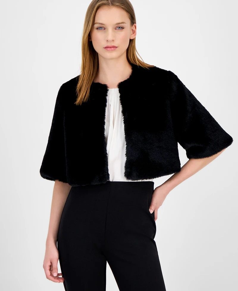 Anne Klein Women's Faux Fur Open Front Shrug