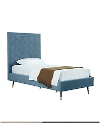 Manhattan Comfort Crosby Modern Twin-Size Velvet Upholstered Bedframe and Headboard