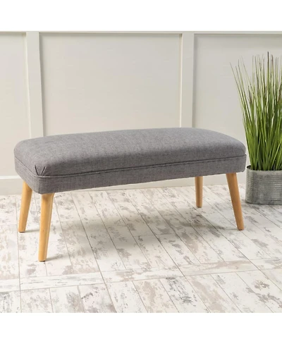 The Pop Home Upholstered Bench with Wood Legs, 38'' Small Accent Bench for Entryway or Bedroom-The Pop Home
