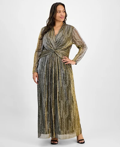 Anne Klein Plus Twist-Front Maxi Dress