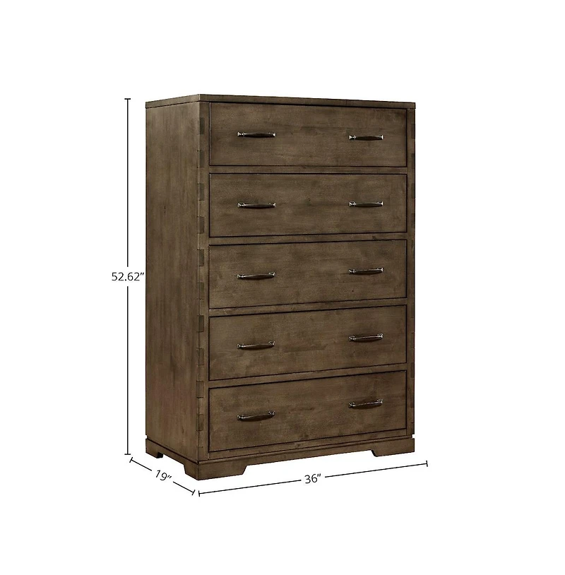 Westwood Design Dovetail 5-Drawer Chest, Graphite