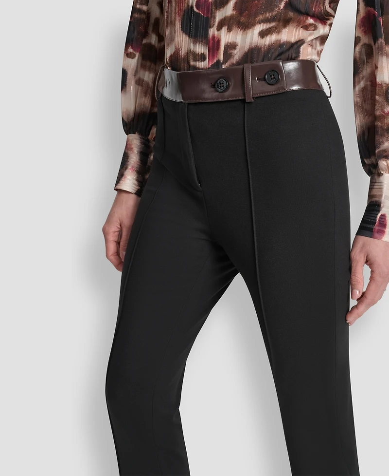 Dkny Petite Mid-Rise Pintuck Ponte Trouser