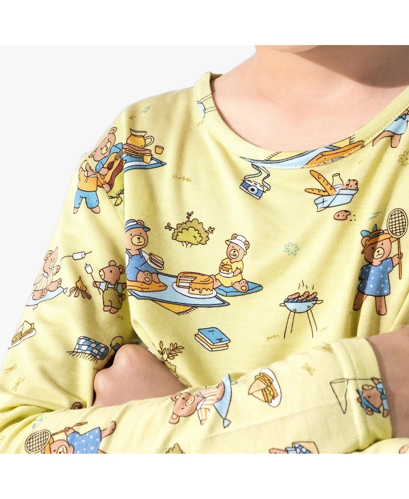 Bellabu Bear Unisex Kids' Teddy Picnic Set of 2 Piece Pajamas
