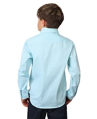 Tailorbyrd Big Boys Signature Gingham Long Sleeve Shirt