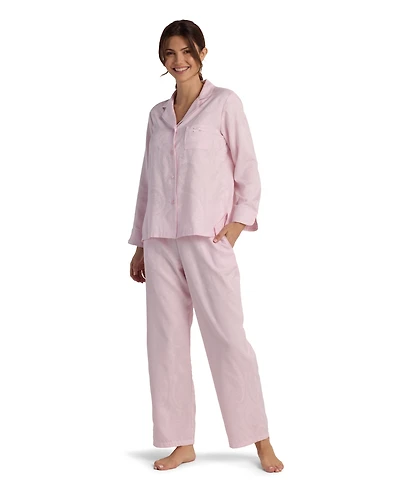 Miss Elaine Women's 2-Piece Notch Collar Top and Pull-On Pants Pajama Set