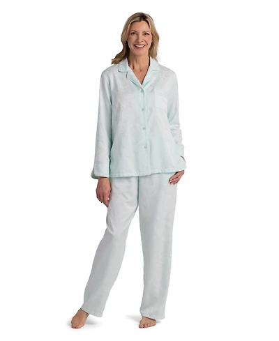 Miss Elaine Women's 2-Piece Notch Collar Top and Pull-On Pants Pajama Set