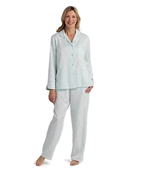 Miss Elaine Women's 2-Piece Notch Collar Top and Pull-On Pants Pajama Set