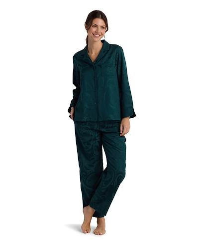 Miss Elaine Women's 2-Piece Notch Collar Top and Pull-On Pants Pajama Set