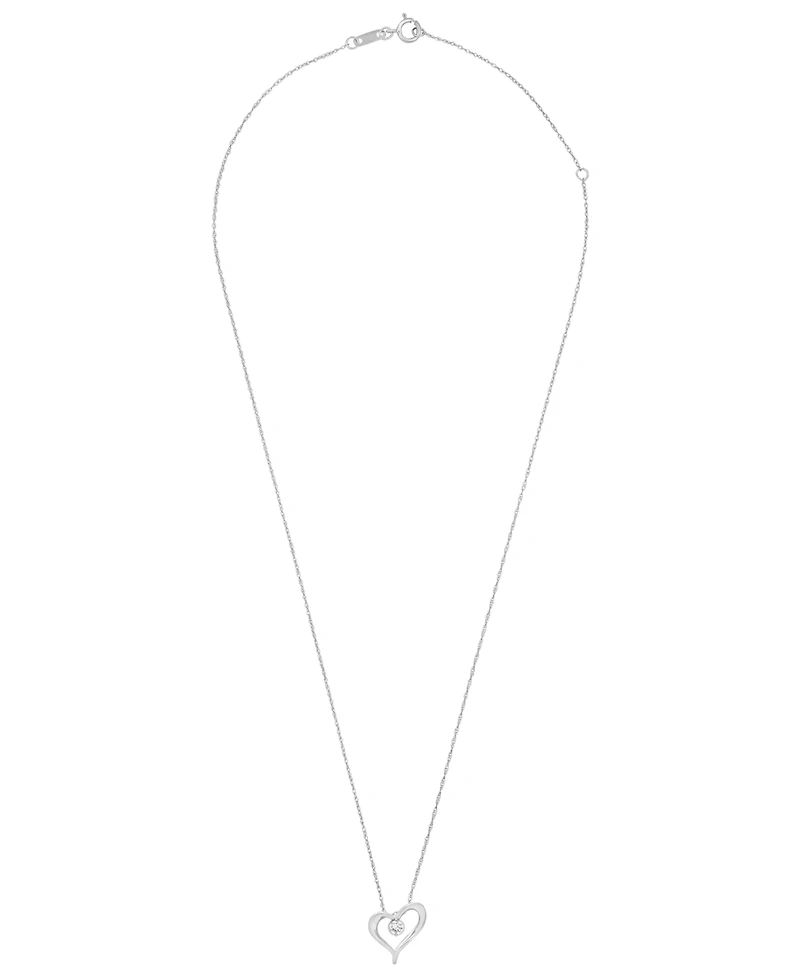 Diamond Heart Pendant Necklace (1/10 ct.t.w.) in 10k White Gold