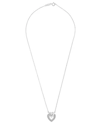 Diamond Double Heart Necklace (1/2 ct.t.w.) in Sterling Silver