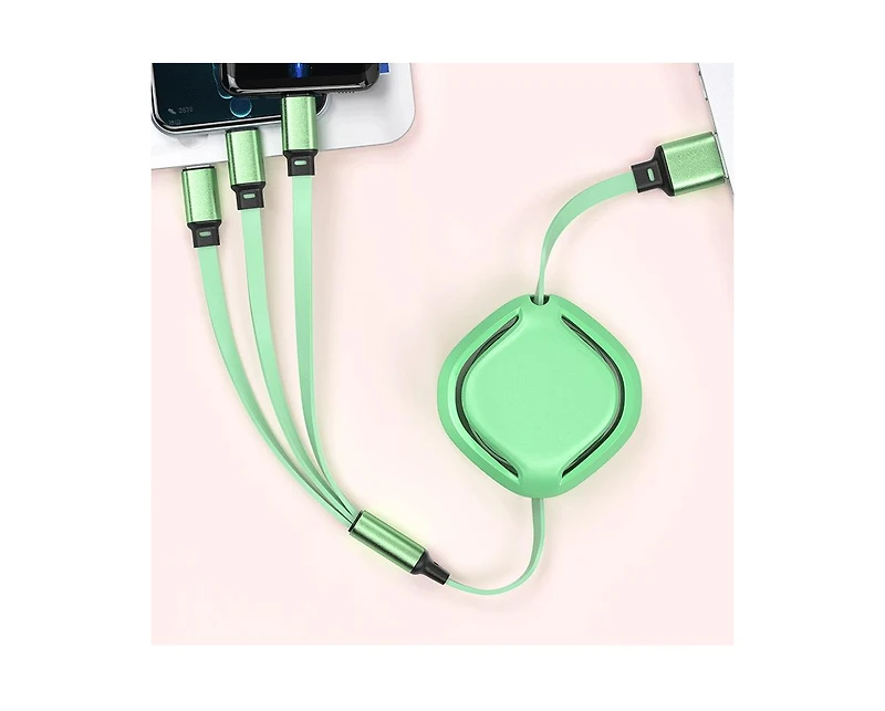 3p Experts Portable 3 In 1 Fast Charging Cable Type C/micro Usb Cable 2.1a Multi Port 43.3in
