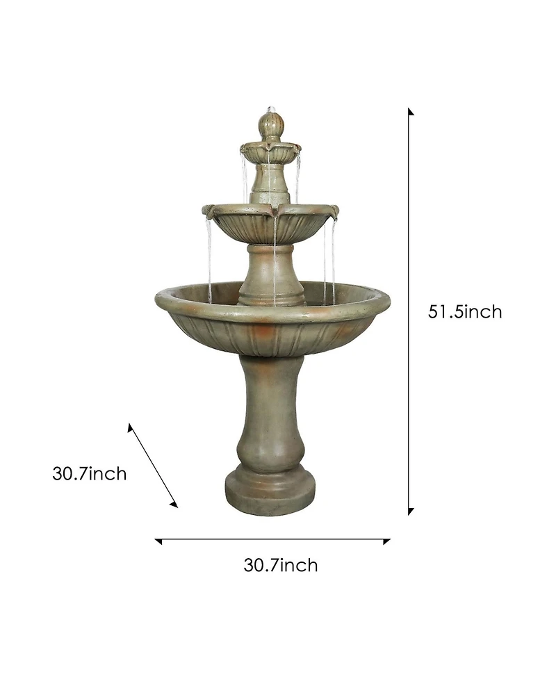 SunJet 51.5” High 3-Tiers Modern Concrete Outdoor Water Fountain