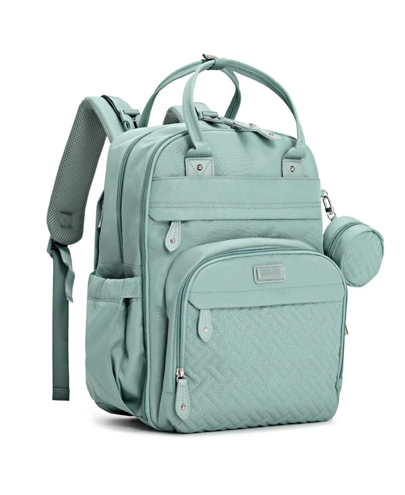 BabbleRoo Kids Diaper Bag Backpack Stylish 26L Hands Free Bag with Changing Pad, Stroller Straps & Water-Resistant, Sage Green, Large