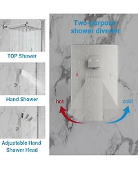 gaomon Bathroom Shower Faucet Set, 12 Inch Rainfall Shower Head With Handheld Combo, Wall Mounted Shower System Shower Fixtures With Pressure-Balanced
