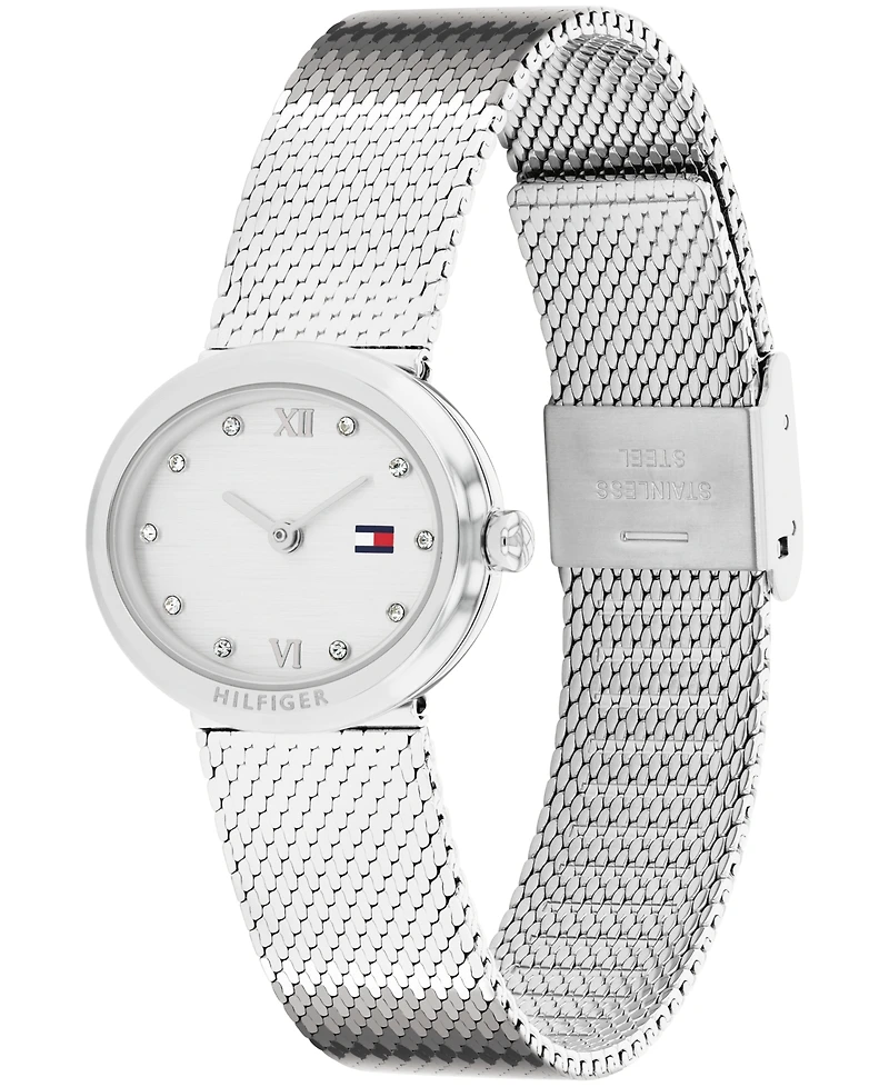 Tommy Hilfiger Women's Quartz Silver Tone Stainless Steel Mesh Bracelet Watch, 25mm